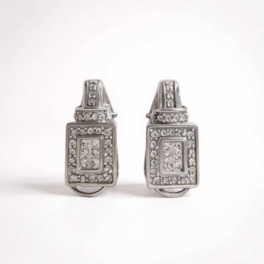 Photo 1 of 14K WHITE GOLD W 1.0 ctw DIAMOND PAIR OF EARRINGS TTL GRAMS 5.18 W INSURANCE APPRAISAL ITEM #2025 