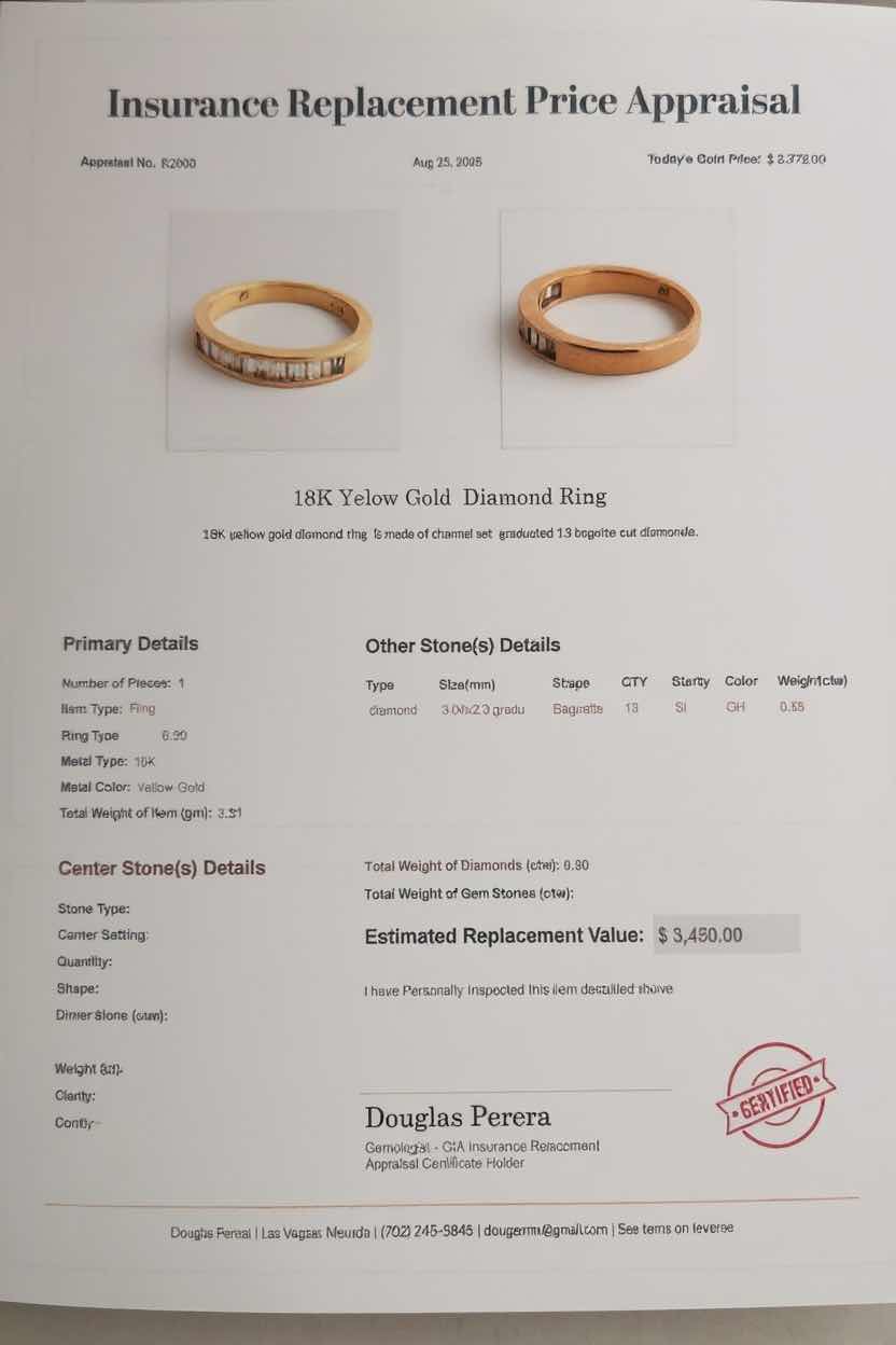 Photo 1 of 18K YELLOW GOLD W 0.50 ctw DIAMOND RING (SIZE 6.50) TTL GRAMS 3.91 W INSURANCE APPRAISAL ITEM #2008 