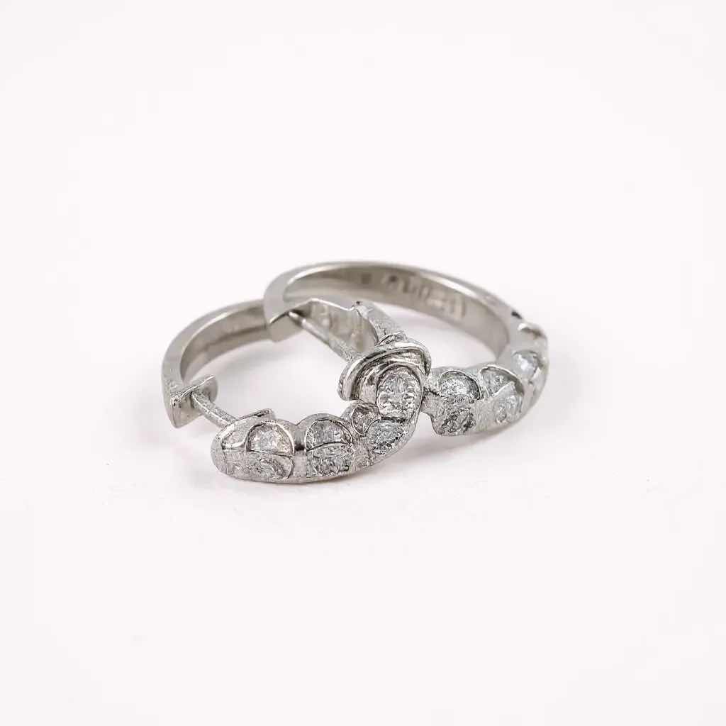 Photo 1 of 14K WHITE GOLD W 1.10 ctw DIAMOND PAIR OF EARRINGS TTL GRAMS 5.17 ITEM # 2026 