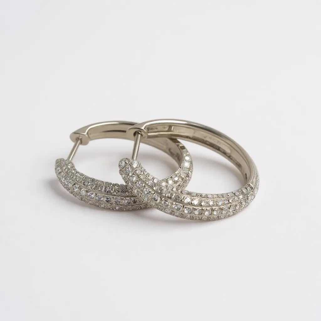 Photo 1 of 14K WHITE GOLD W 1.25 ctw DIAMOND PAIR OF EARRINGS TTL GRAMS 5.10 W INSURANCE APPRAISAL ITEM # 2024 