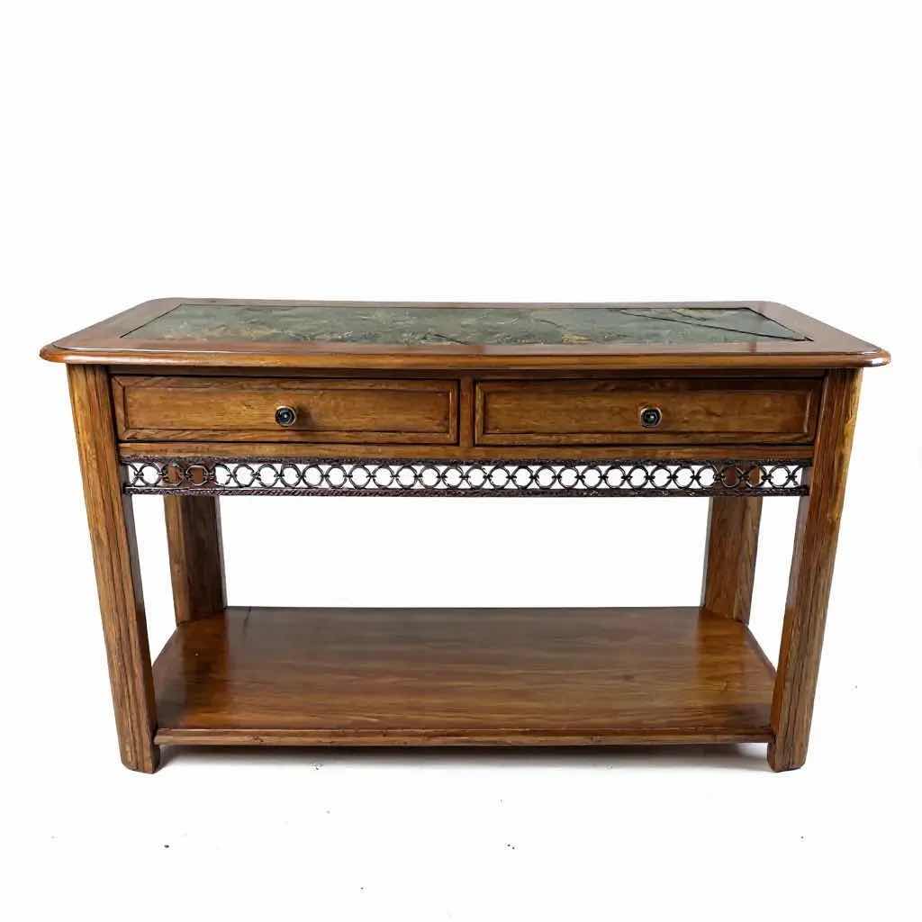 Photo 1 of SOLID WOOD MAGNUSSEN MADISON SOFA TABLE  W A SLATE INLAY TOP 50" X 19" H 29"