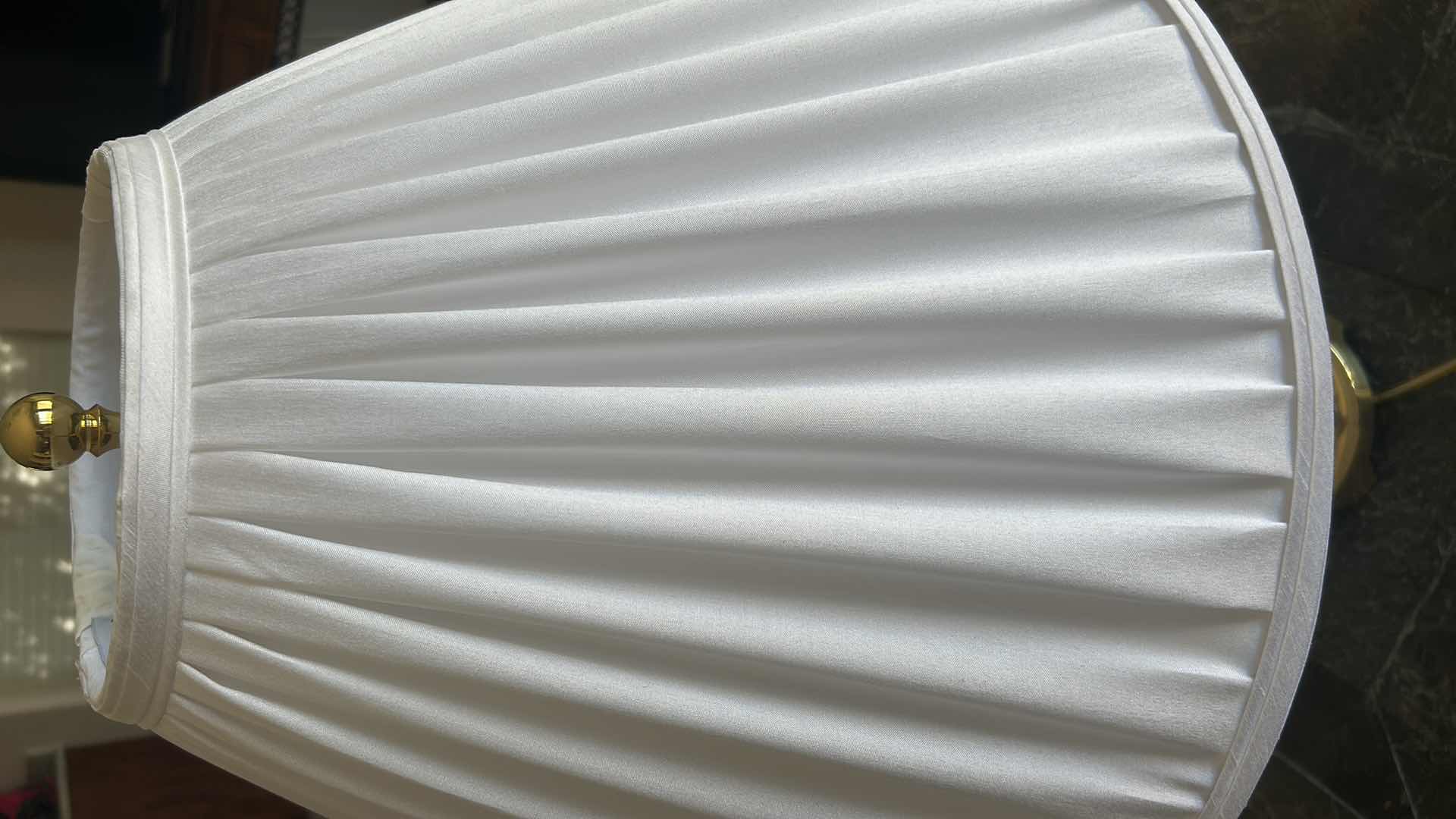 Photo 1 of WATERFORD CRYSTAL BELLINE TABLE LAMP W WHITE PLEATED SHADE & BRASS  BASE  H 30" 