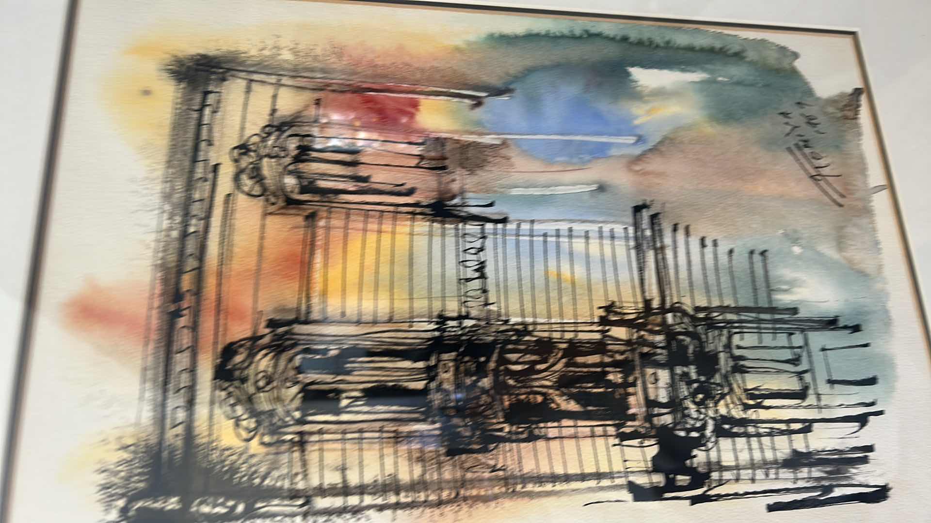 Photo 1 of WOOD FRAMED WATERCOLOR " CITYSCAPE "SIGNED BY T. TOMIYA 19" X 26"