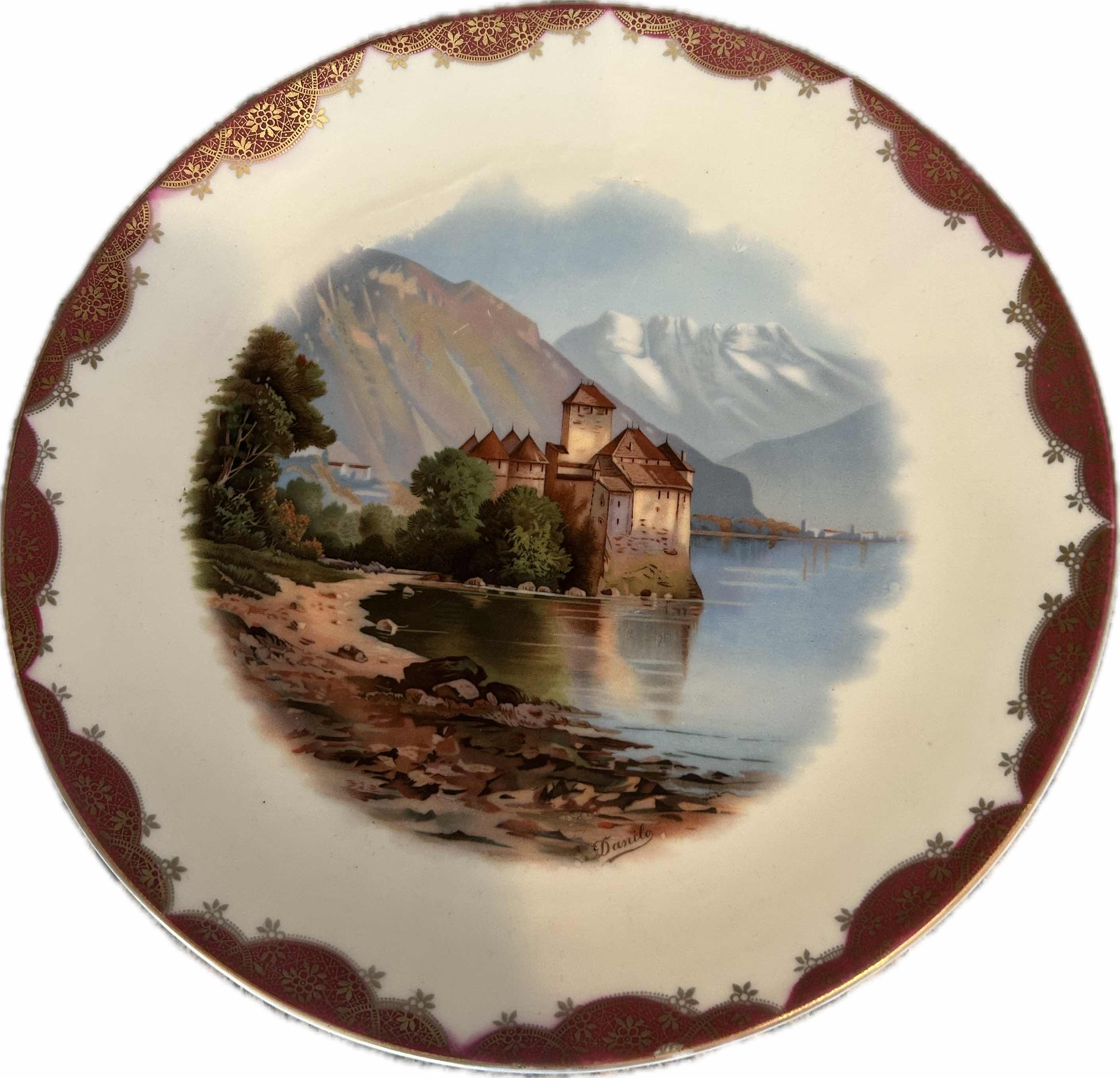 Photo 1 of VINTAGE CIRCA 1900 WALL PLATE SIGNED DANILO W 12"