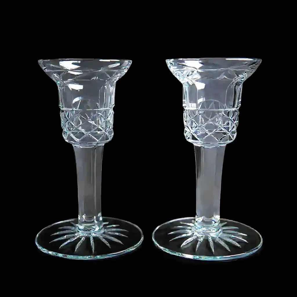 Photo 1 of 2 WATERFORD CRYSTAL CANDLE HOLDERS H 6"