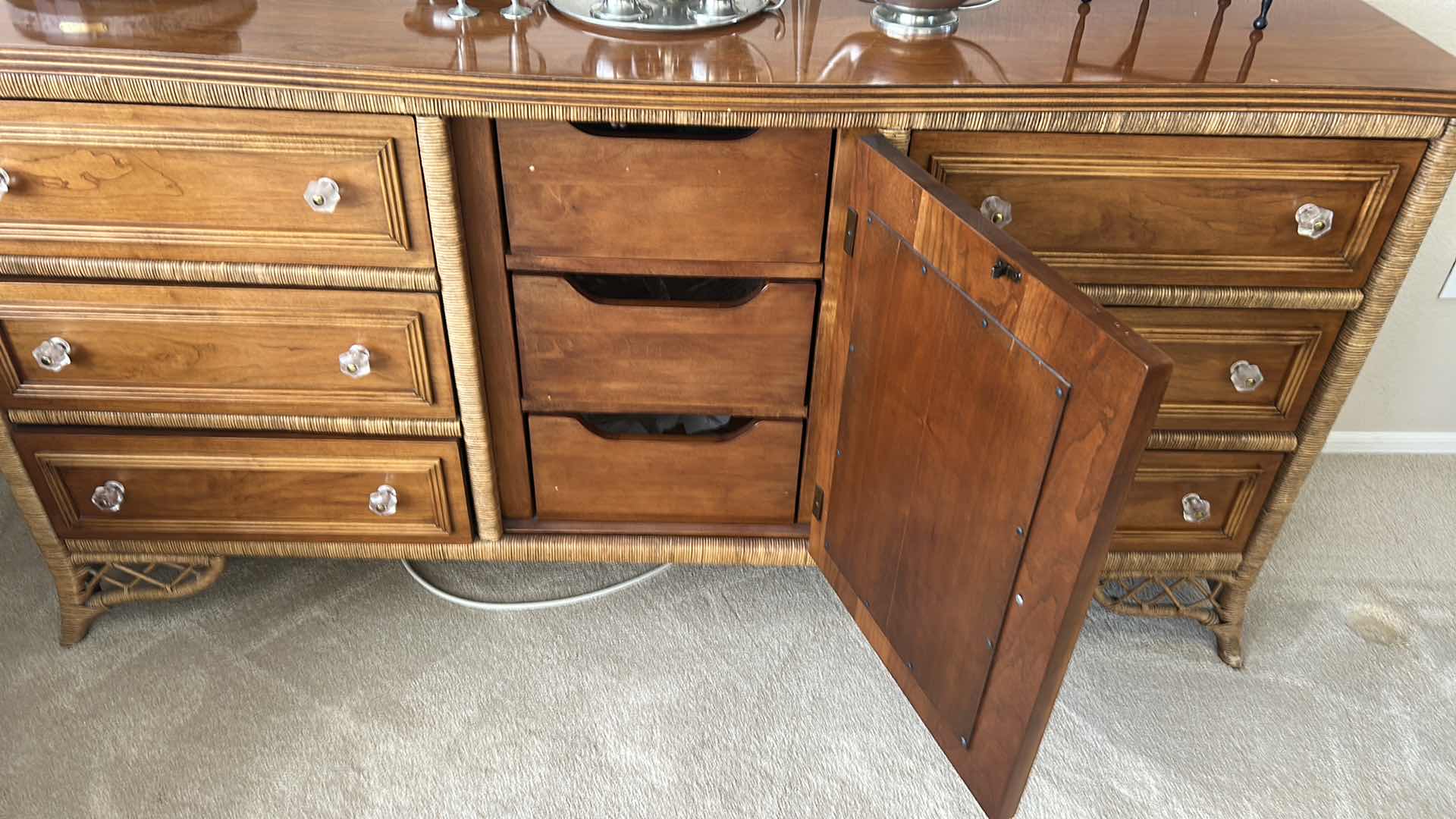 Photo 1 of LEXINGTON VINTAGE COASTAL 6 DRAWER WICKER & WOOD DRESSER 87" X 18" H 33" 