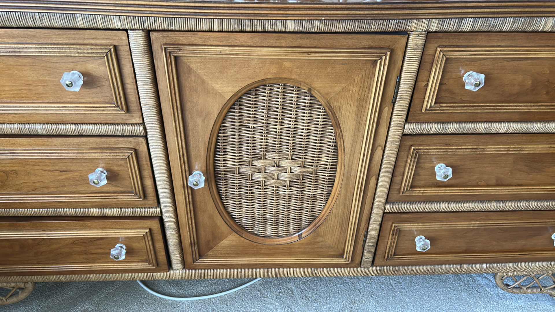 Photo 1 of LEXINGTON VINTAGE COASTAL 6 DRAWER WICKER & WOOD DRESSER 87" X 18" H 33" 