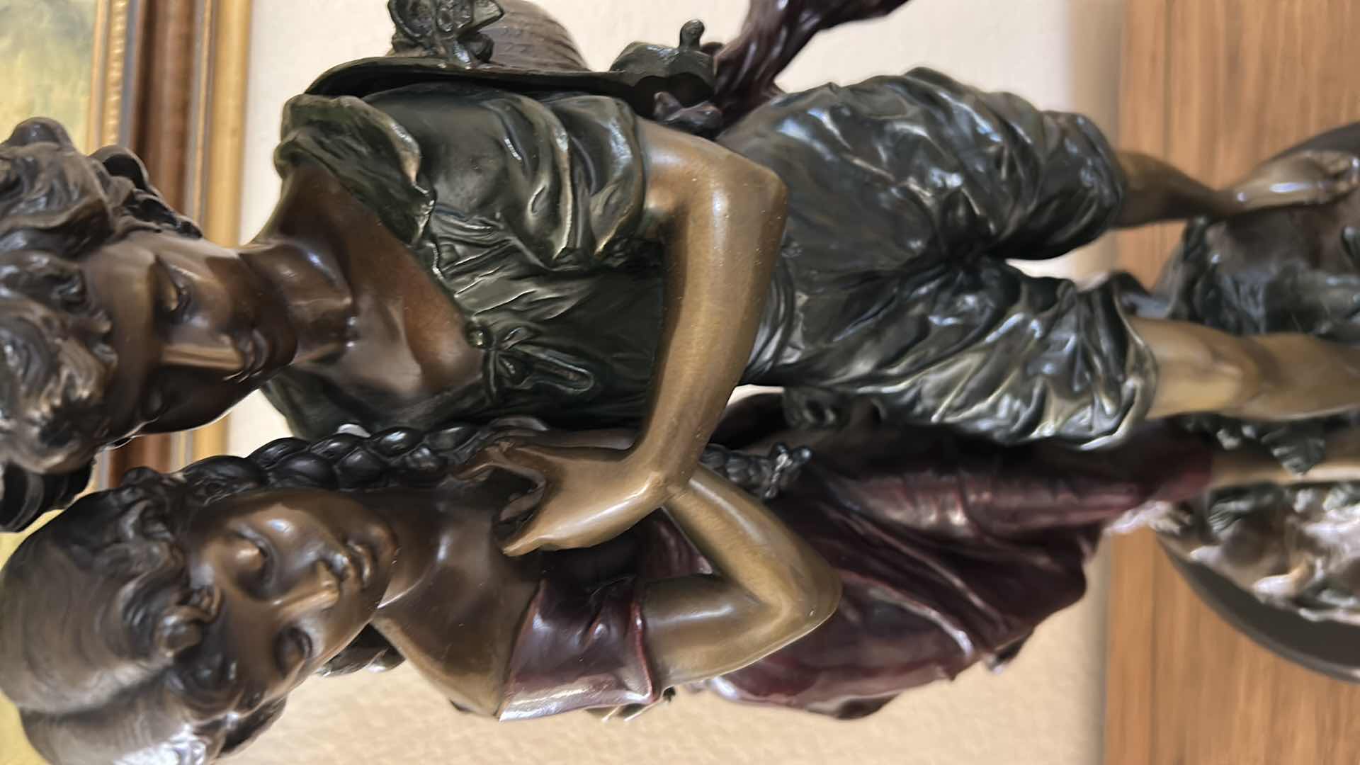 Photo 1 of BRONZE SCULPTURE BY AUGUST MOREAU " BOY AND GIRL " H 23" VERY HEAVY