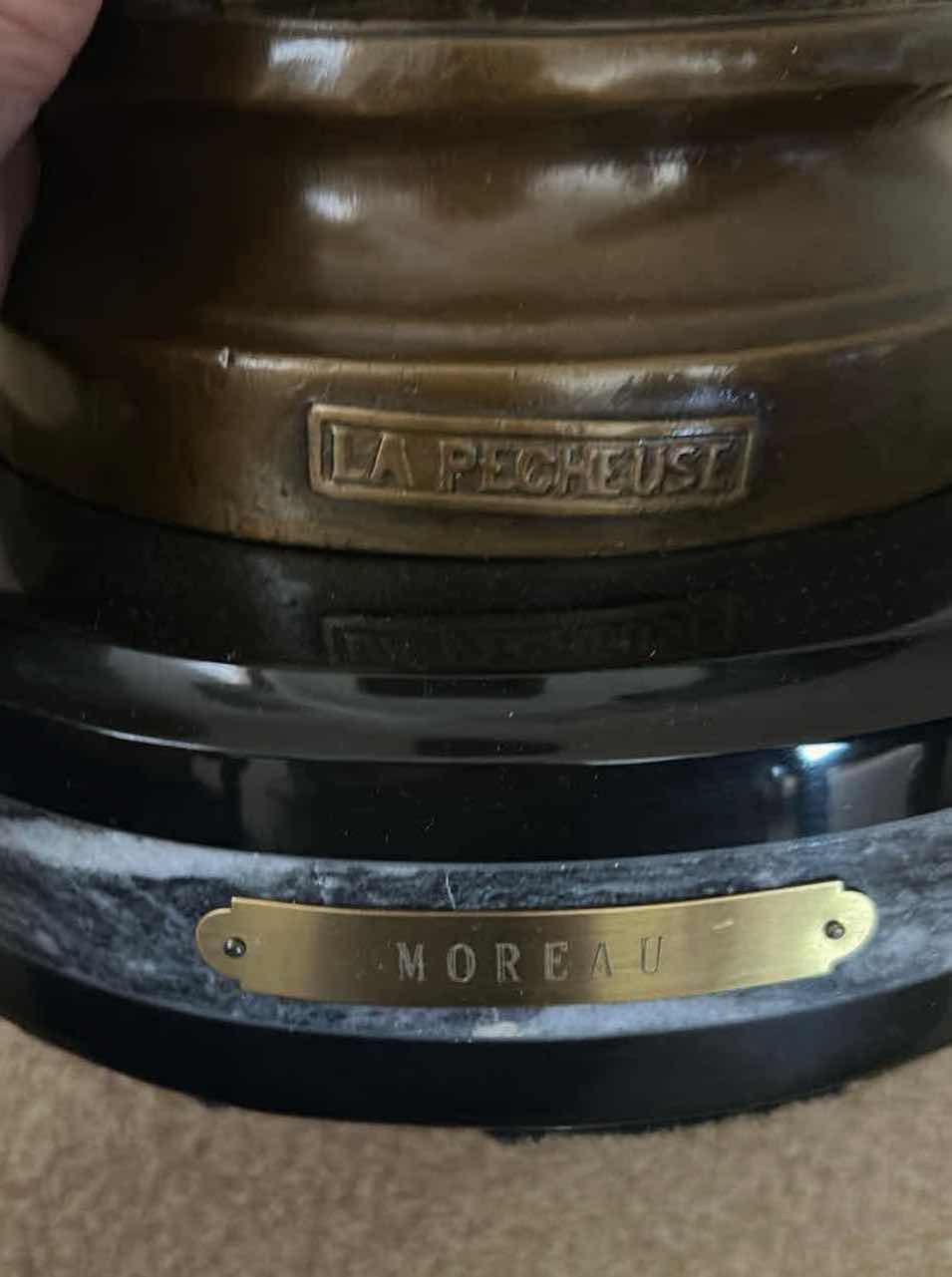 Photo 4 of BRONZE SCULPTURE BY AUGUST MOREAU " THE FISHER GIRL" H 22" VERY HEAVY
 