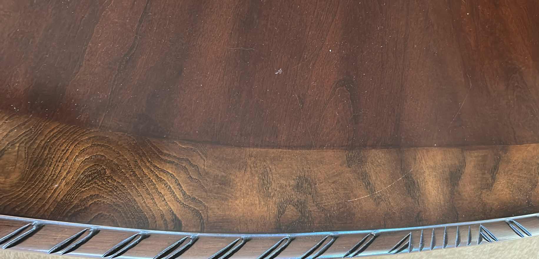 Photo 1 of REGENCY STYLE MAHOGANY CARVED DOUBLE PEDESTAL EXTENSION DINING TABLE 51" X 98" CHAIRS SOLD SEPARATELY 