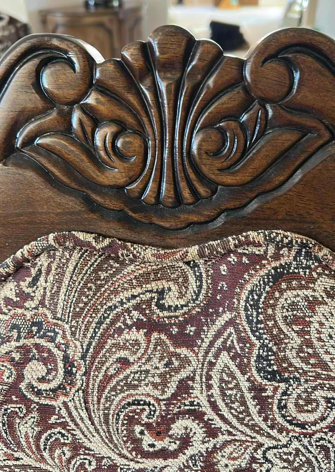 Photo 1 of RENAISSANCE MAHOGANY SIDE CHAIR W DAMASK PRINT SEAT & BACK