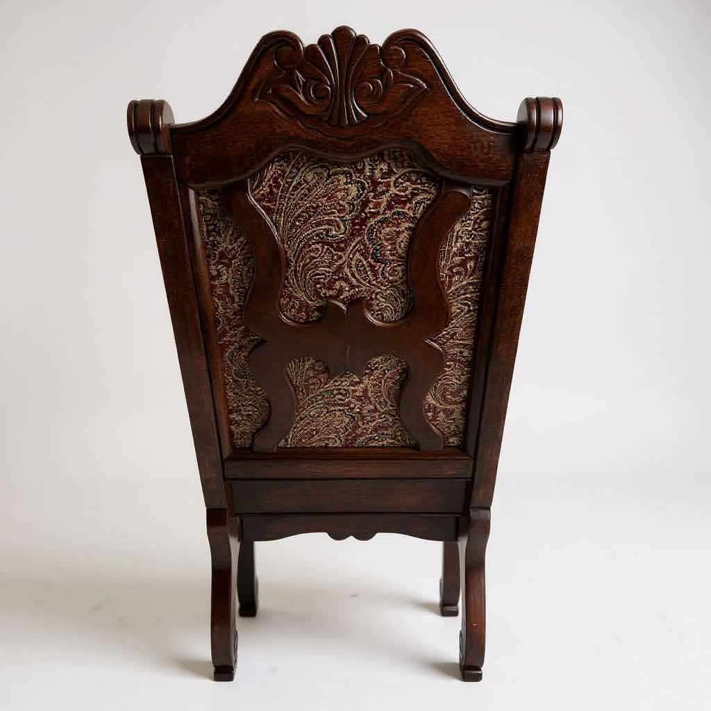 Photo 1 of RENAISSANCE MAHOGANY SIDE CHAIR W DAMASK PRINT SEAT & BACK