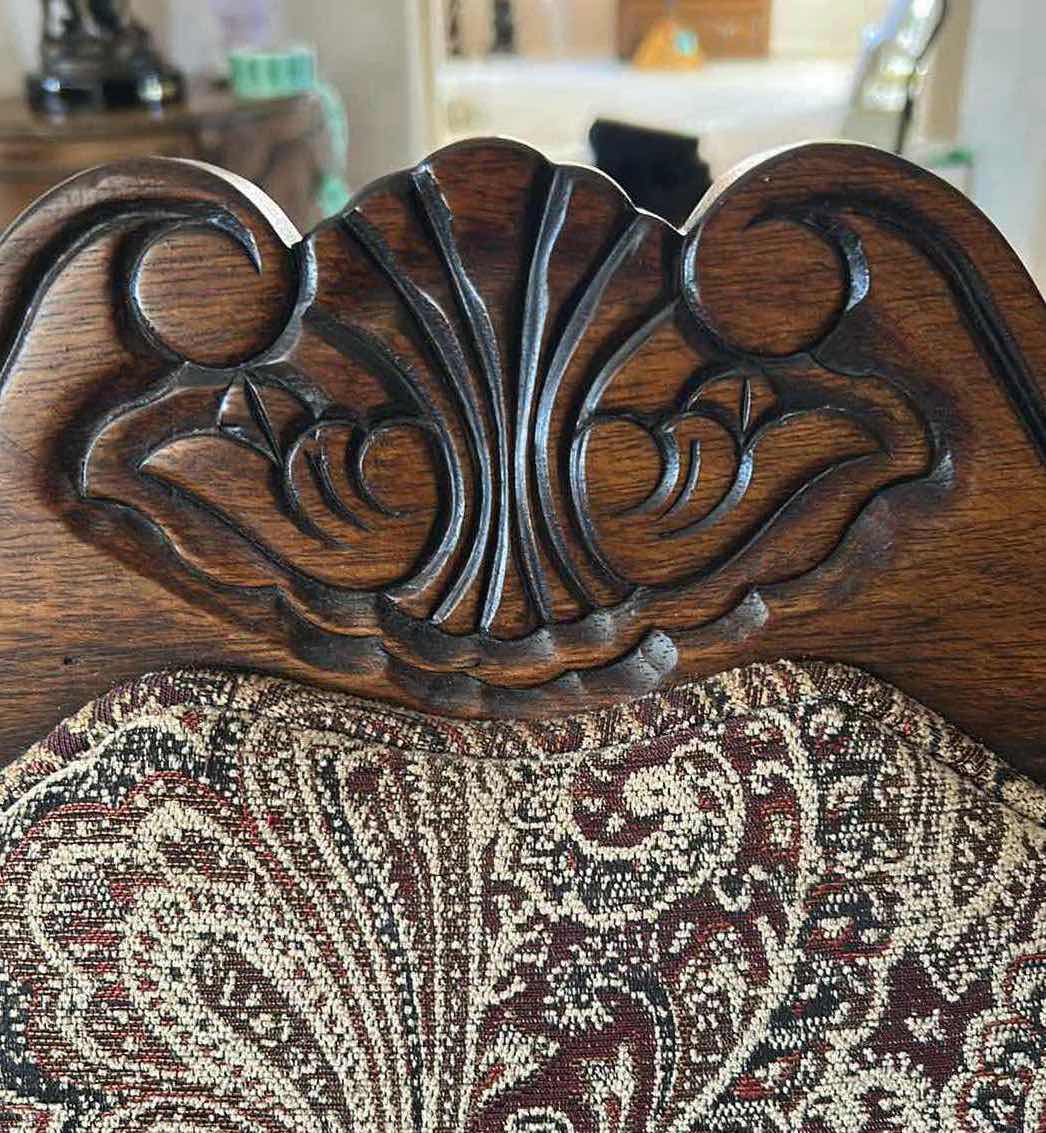 Photo 1 of RENAISSANCE MAHOGANY ARM CHAIR W DAMASK PRINT SEAT & BACK