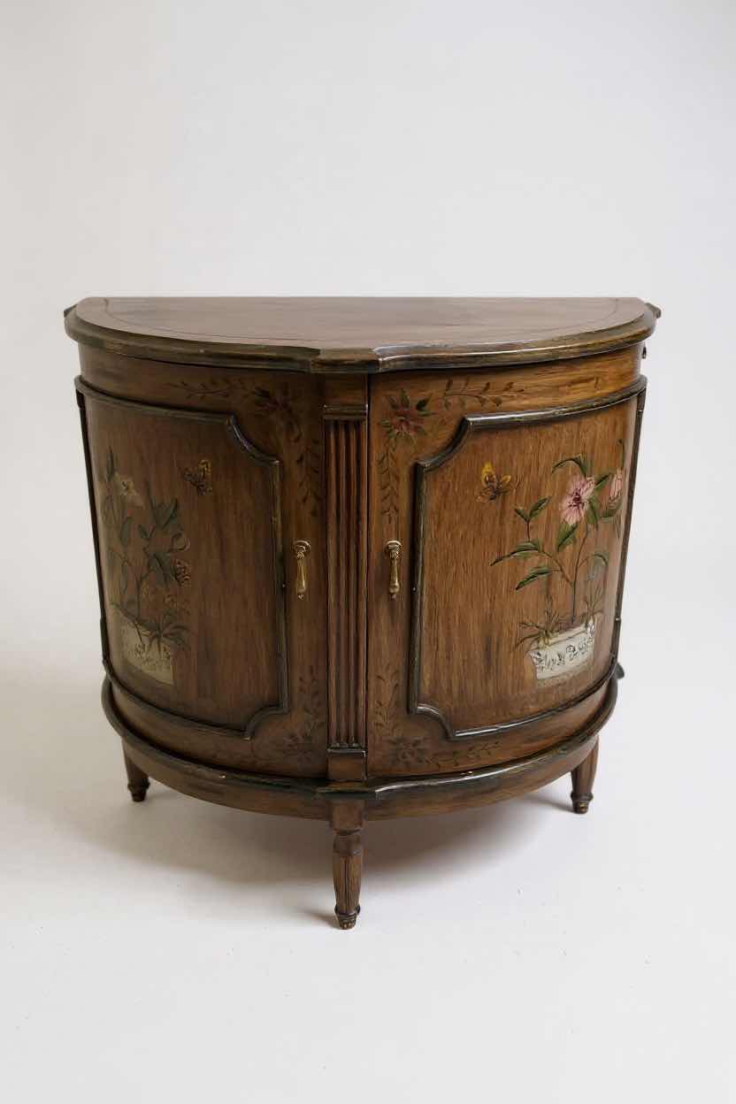 Photo 1 of FRENCH PROVINCIAL WOOD DEMILUNE CABINET 30" X 16" H 32"