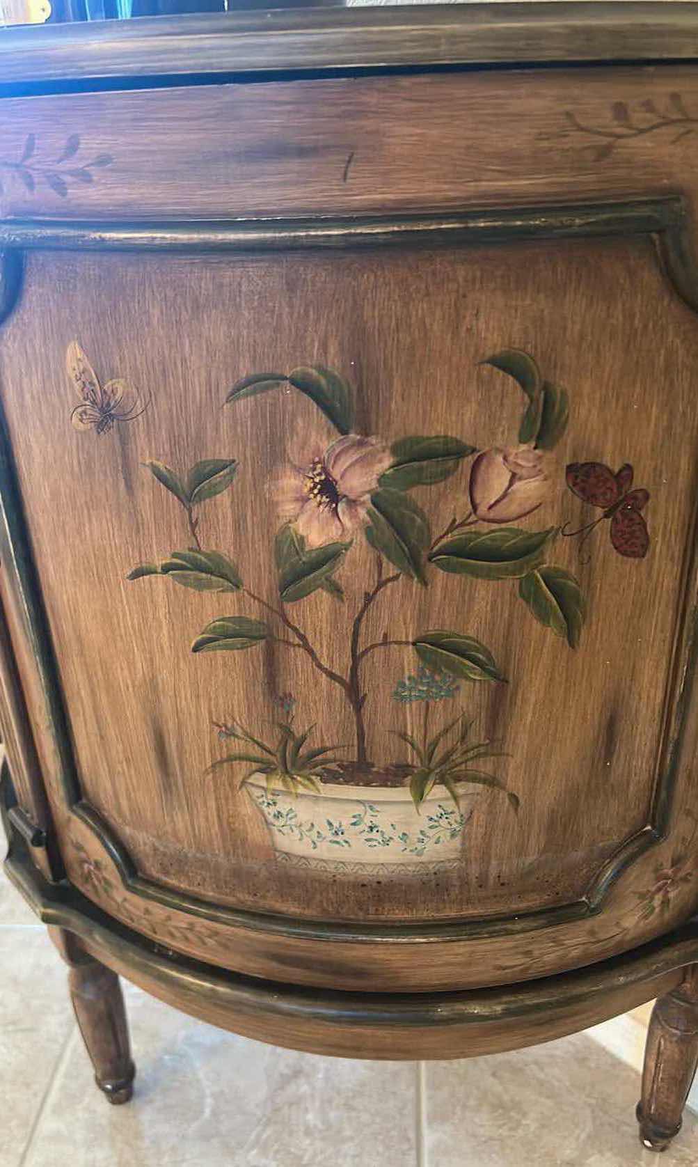 Photo 1 of FRENCH PROVINCIAL WOOD DEMILUNE CABINET 30" X 16" H 32"