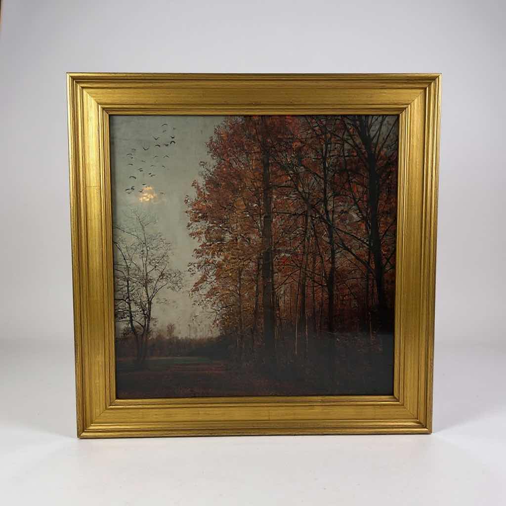 Photo 1 of GOLD FRAME ARTWORK " AUTUMN SUNSET" 19" X 19"