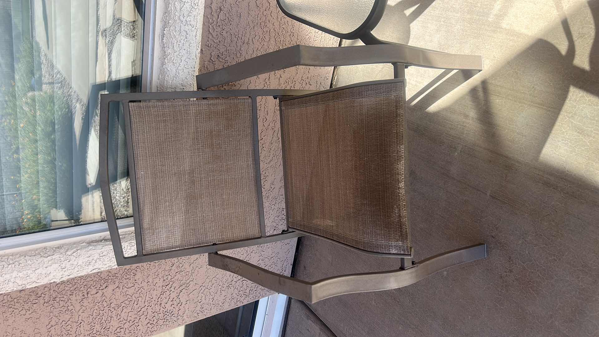 Photo 1 of 2 LIGHTWEIGHT METAL CHAIRS AND TABLE 15” X 15.75” X 17”