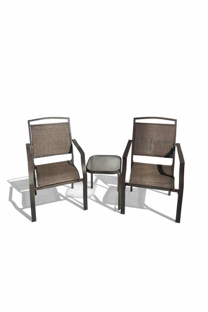 Photo 1 of 2 LIGHTWEIGHT METAL CHAIRS AND TABLE 15” X 15.75” X 17”