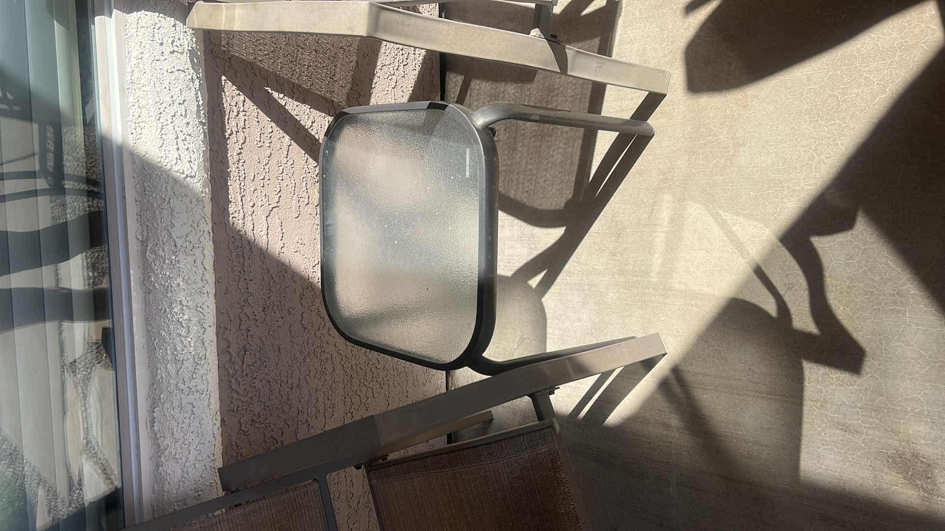 Photo 1 of 2 LIGHTWEIGHT METAL CHAIRS AND TABLE 15” X 15.75” X 17”