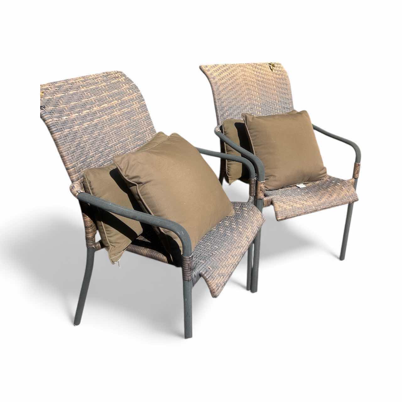 Photo 1 of 2 FAUX RATTAN LIGHT WEIGHT METAL CHAIRS