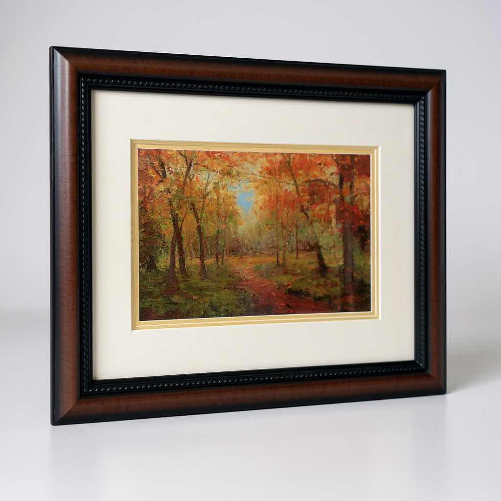 Photo 1 of WOOD FRAMED PRINT " AUTUMN LANE" 24" X 19"