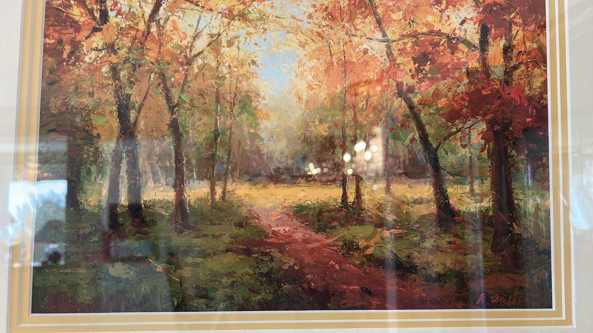 Photo 2 of WOOD FRAMED PRINT " AUTUMN LANE" 24" X 19"