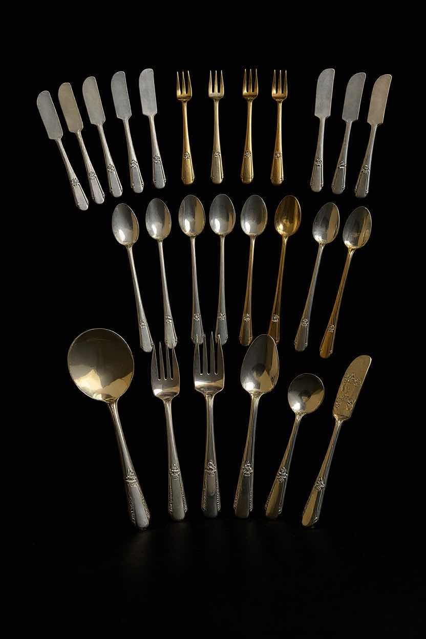 Photo 1 of 30 PCS WM ROGERS SILVER PLATED HERITAGE FLATWARE