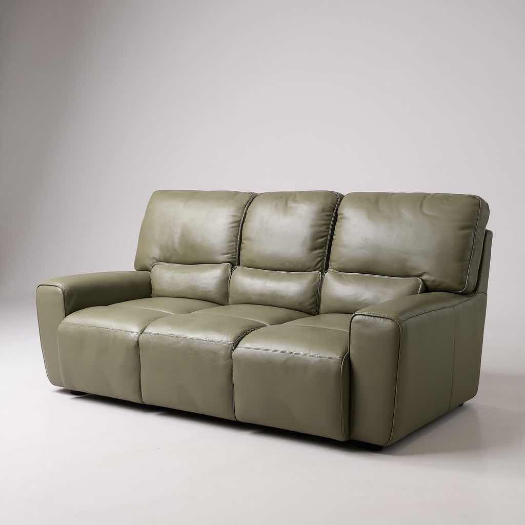 Photo 1 of RC WILLEY GREY LEATHER TRIPLE POWER RECLINER SOFA 7FT 