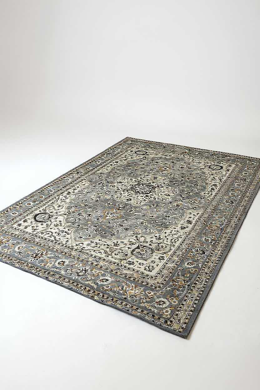 Photo 1 of TURKISH BAZAAR GREY TRADITIONAL FLORAL-MEDALLION PATTERN AREA RUG 134" X 94"