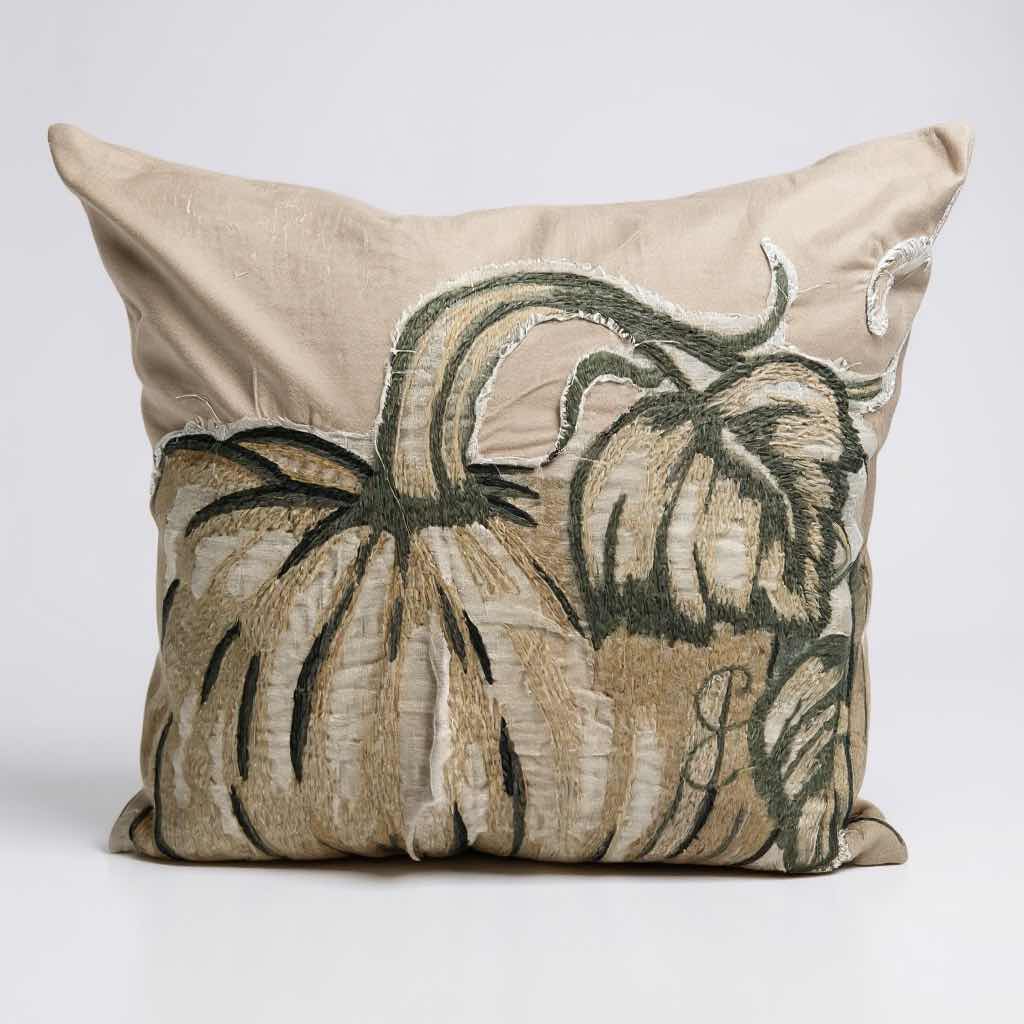 Photo 1 of HAND WOVEN TWEED GREEN BLUE AFTGAN AND MATCHING PUMPKIN PILLOW