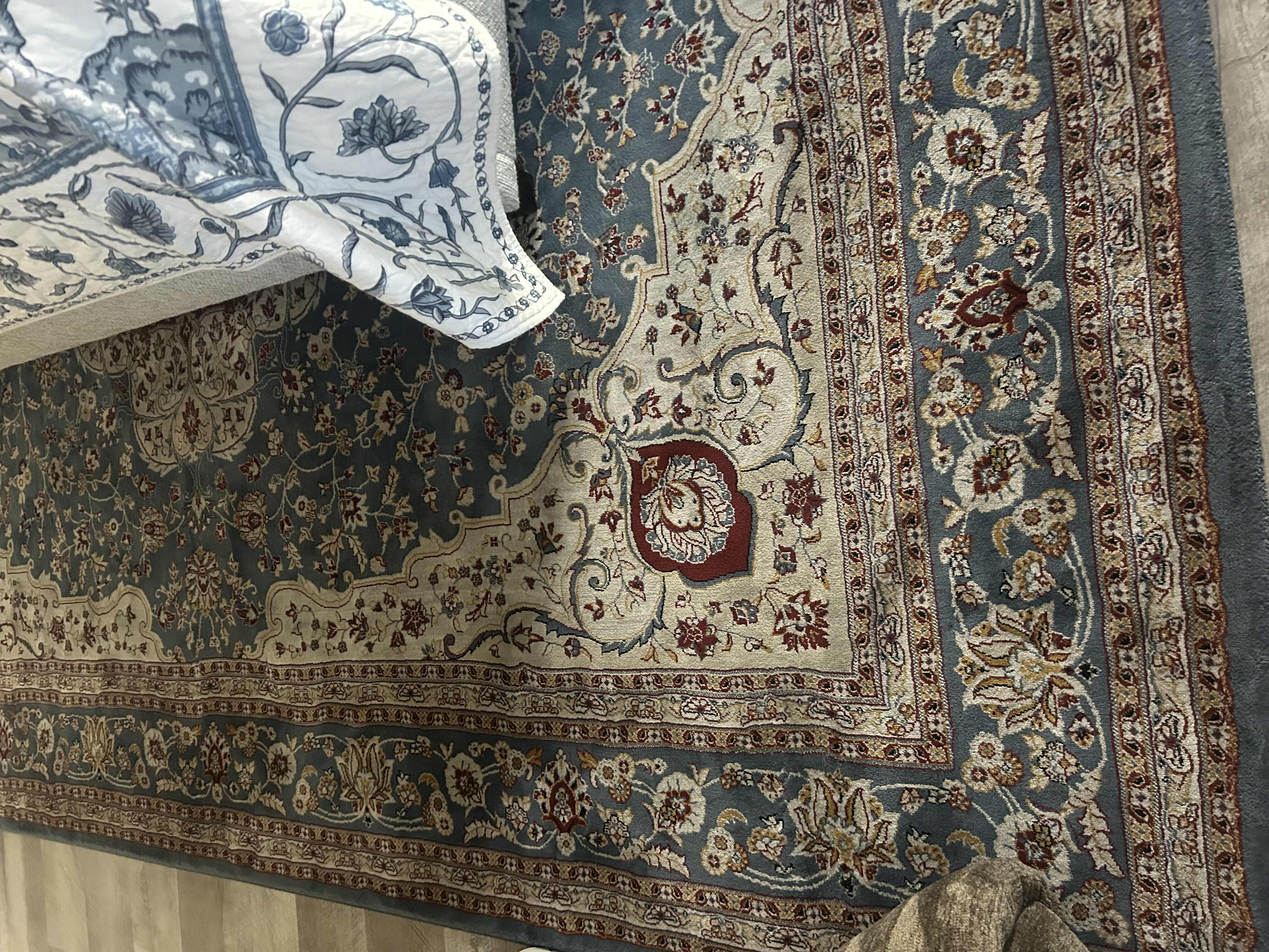 Photo 1 of TURKISH BAZAAR  BLUE TRADITIONAL FLORAL MEDALLION PATTERN  AREA RUG 134" X 95"