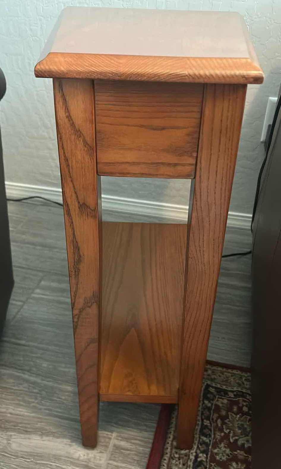 Photo 1 of MISSION STYLE OAK SIDE TABLE W BOTTOM SHELF 24" H 24"