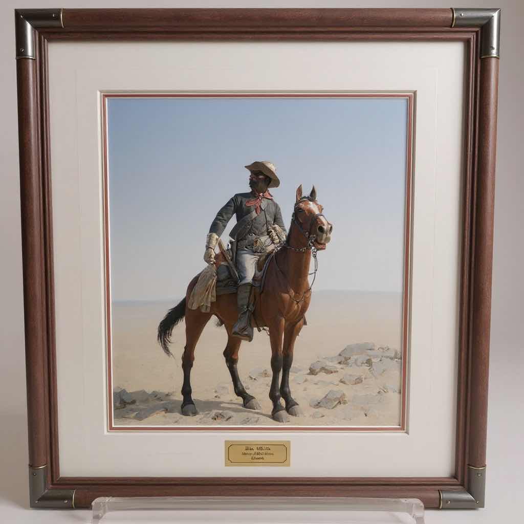 Photo 1 of WOOD FRAMED "THE ALERT" BY FREDERIC REMINGTON 28" X 32"