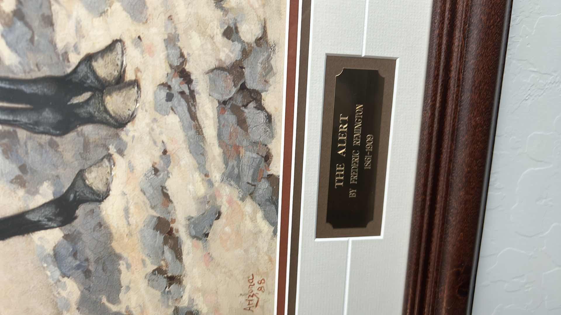 Photo 1 of WOOD FRAMED "THE ALERT" BY FREDERIC REMINGTON 28" X 32"