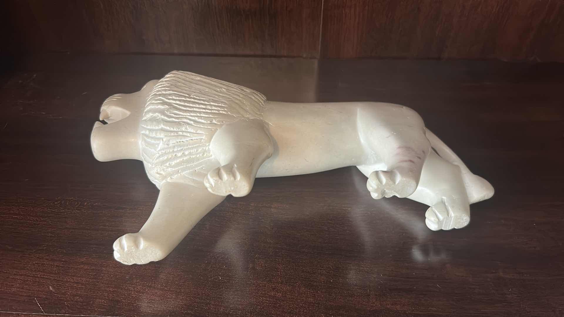 Photo 1 of HAND CARVED SOAP STONE LION FROM AFRICA W 10"