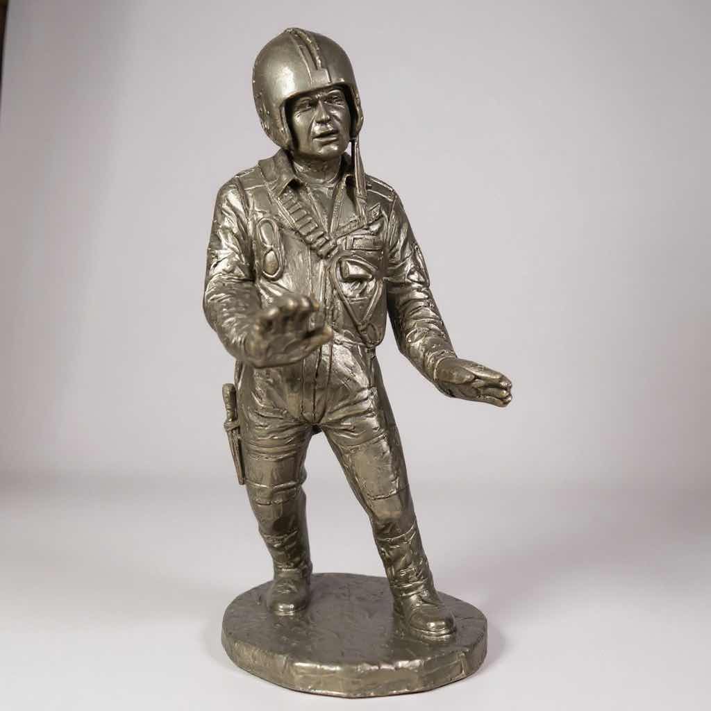 Photo 1 of BRONZETONE FINISH SCULPTURE "    COMBAT PILOT " BY MICHAEL GARMAN H 14"