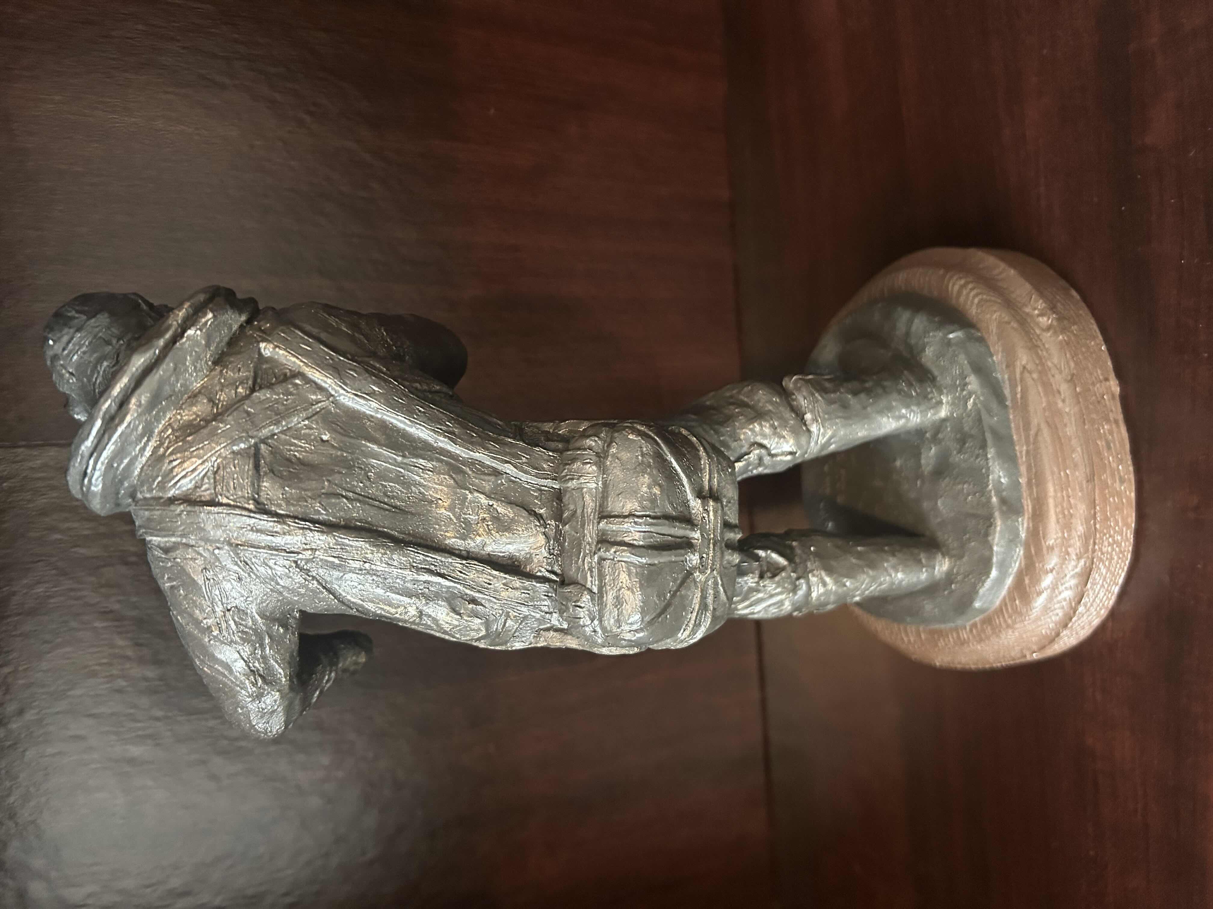 Photo 1 of BRONZETONE FINISH SCULPTURE OF " AND THERE I WAS" BY MICHAEL GARMAN H 14"