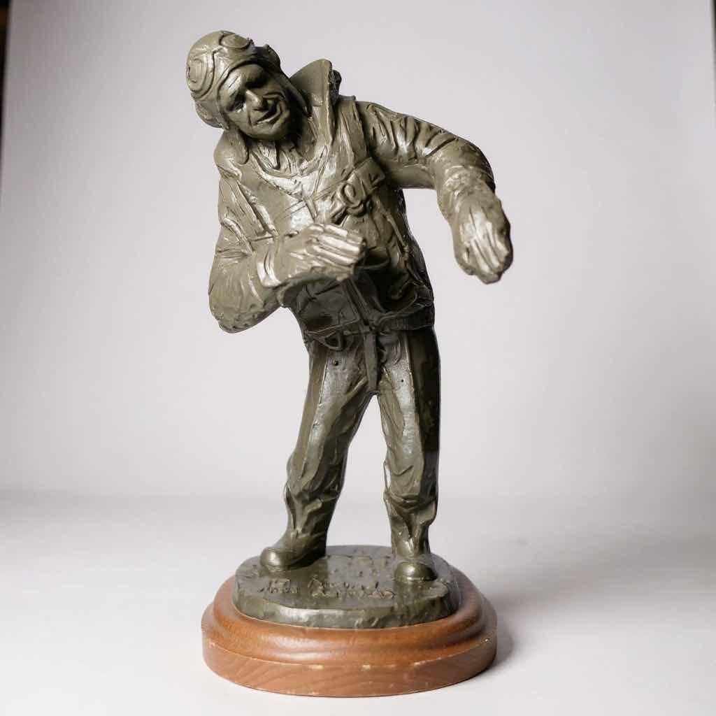 Photo 1 of BRONZETONE FINISH SCULPTURE OF " AND THERE I WAS" BY MICHAEL GARMAN H 14"