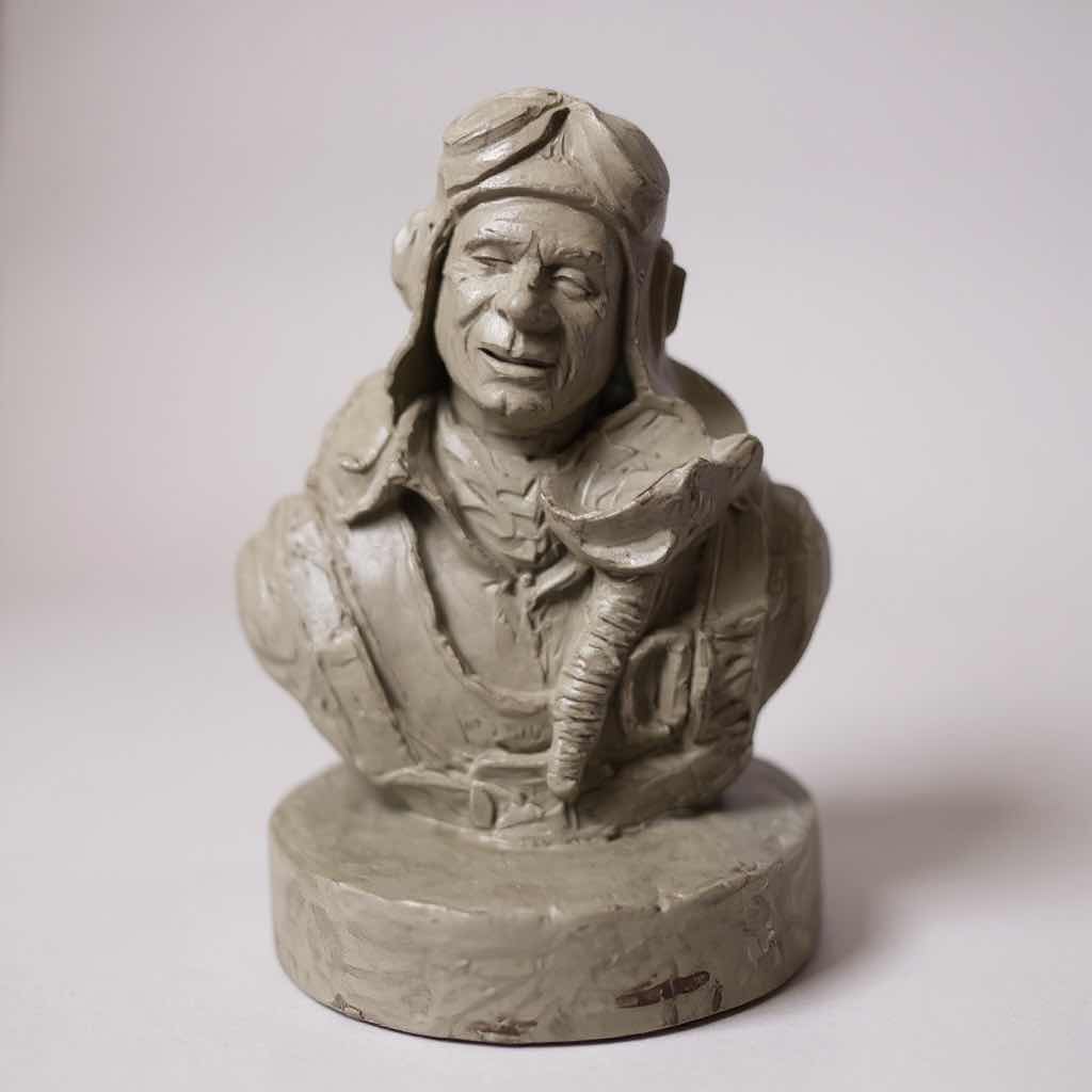 Photo 1 of RETIRED BUST SCULPTURE POLYRESIN FINISH " FIGHTER PILOT "BY MICHAEL GARMAN H 6"
