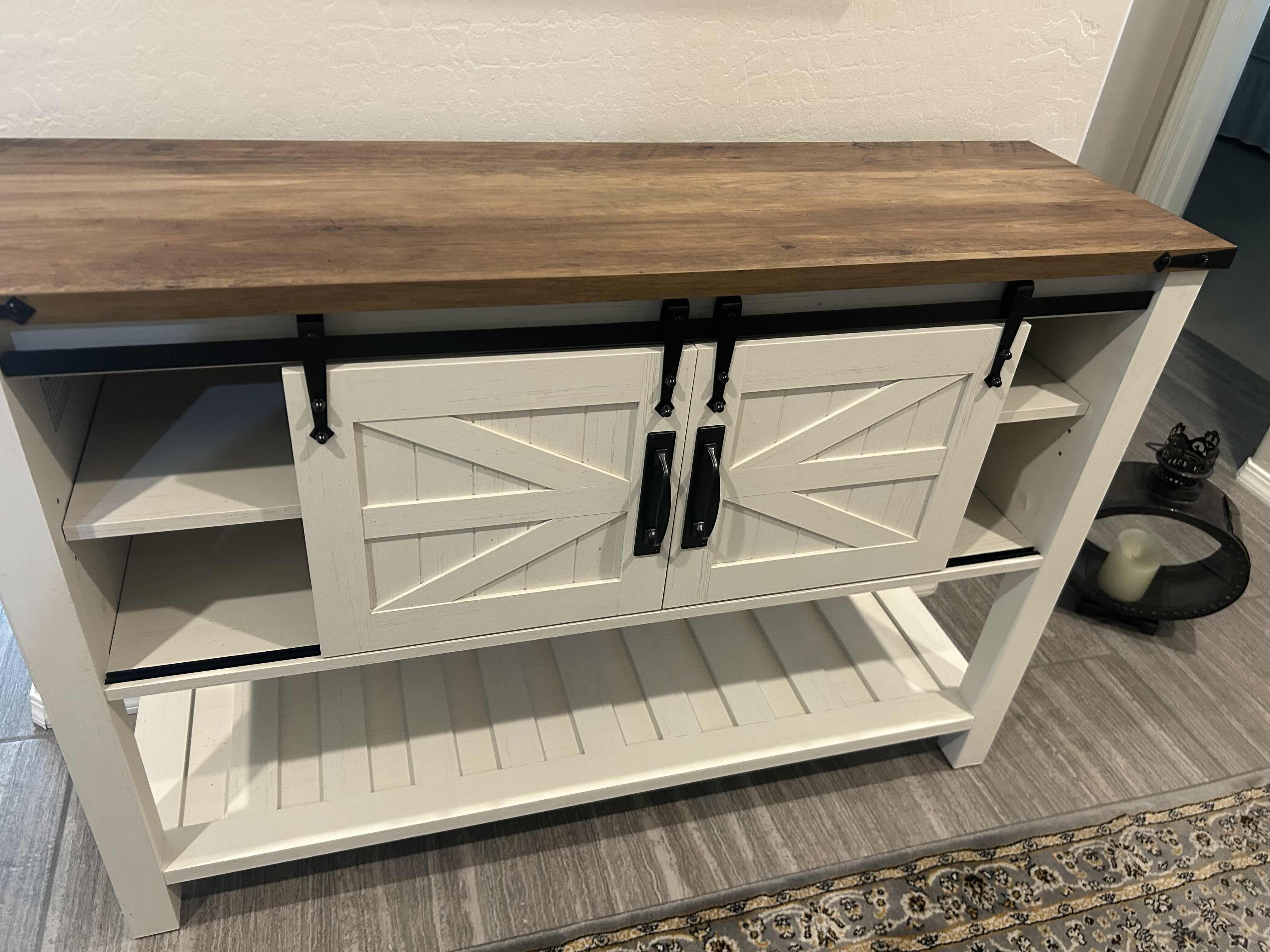 Photo 1 of FARMHOUSE STYLE CONSOLE W SLIDING BARN DOORS 46" X 14" H 32"