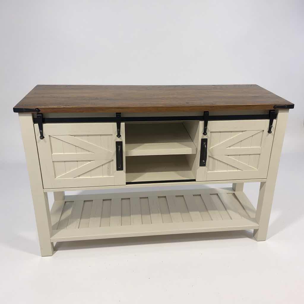 Photo 1 of FARMHOUSE STYLE CONSOLE W SLIDING BARN DOORS 46" X 14" H 32"