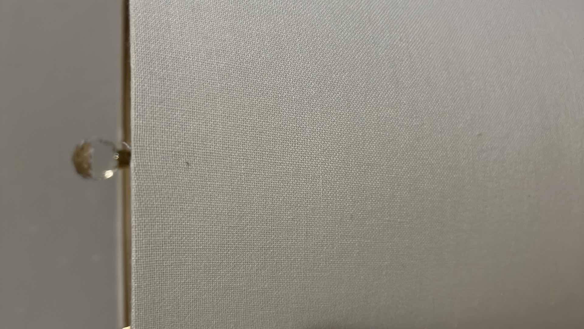 Photo 1 of GOLD & CRYSTAL TABLE LAMP W WHITE DRUM SHADE H 23"