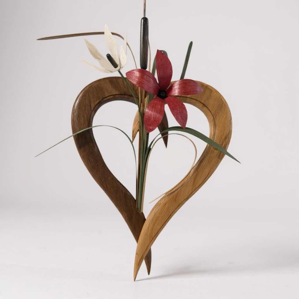 Photo 1 of WOODEN HEART FLORAL WALL ART 16" X 8"