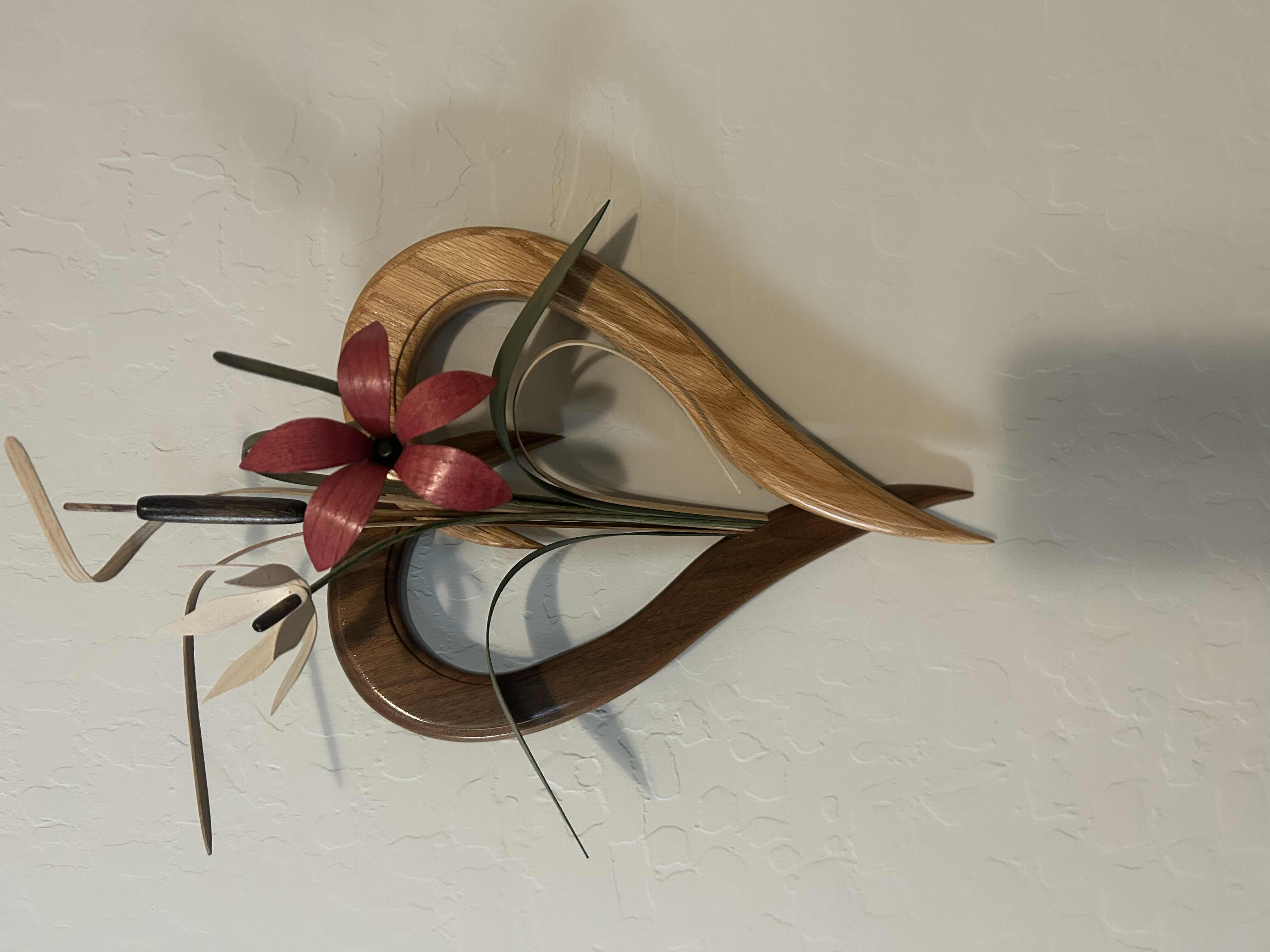 Photo 1 of WOODEN HEART FLORAL WALL ART 16" X 8"