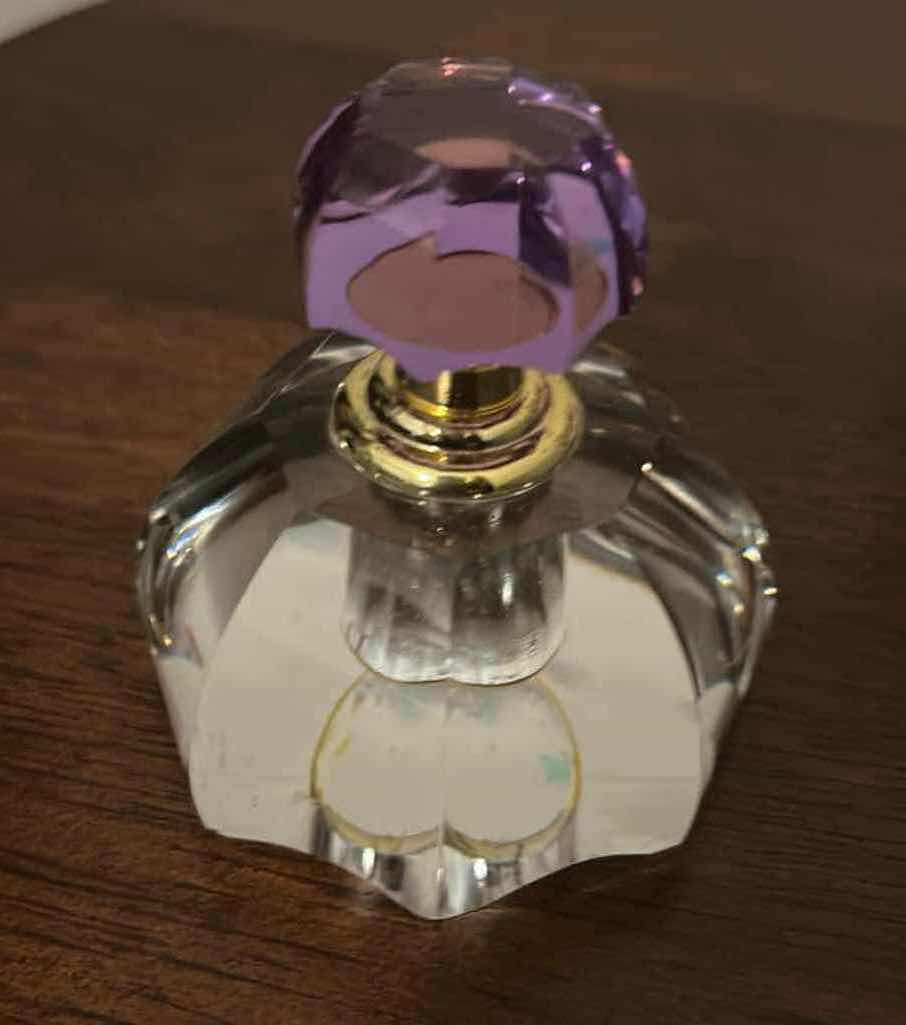 Photo 1 of 10" GLASS CLOCHE & SMALL ORNATE PERFUME BOTTLE 3"