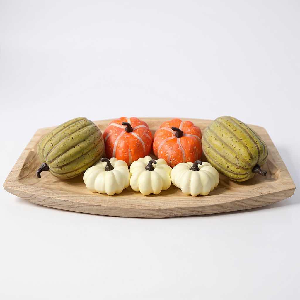 Photo 1 of FALL PUMPKIN DECOR W WOODEN DOUGH BOWL W 17"