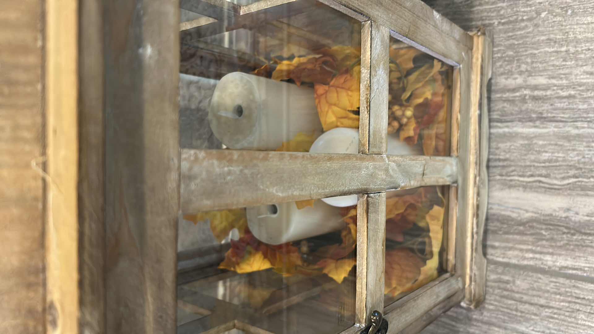 Photo 1 of 2- RUSTIC WOODEN LANTERNS W FAUX CANDLES & REMOTE H 33" 26"