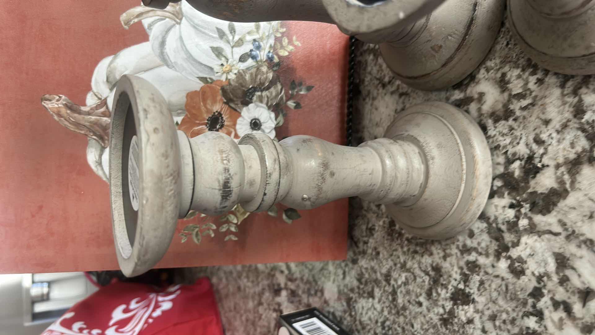 Photo 1 of 3 WOODEN CANDLE HOLDERS, TALLEST H12”