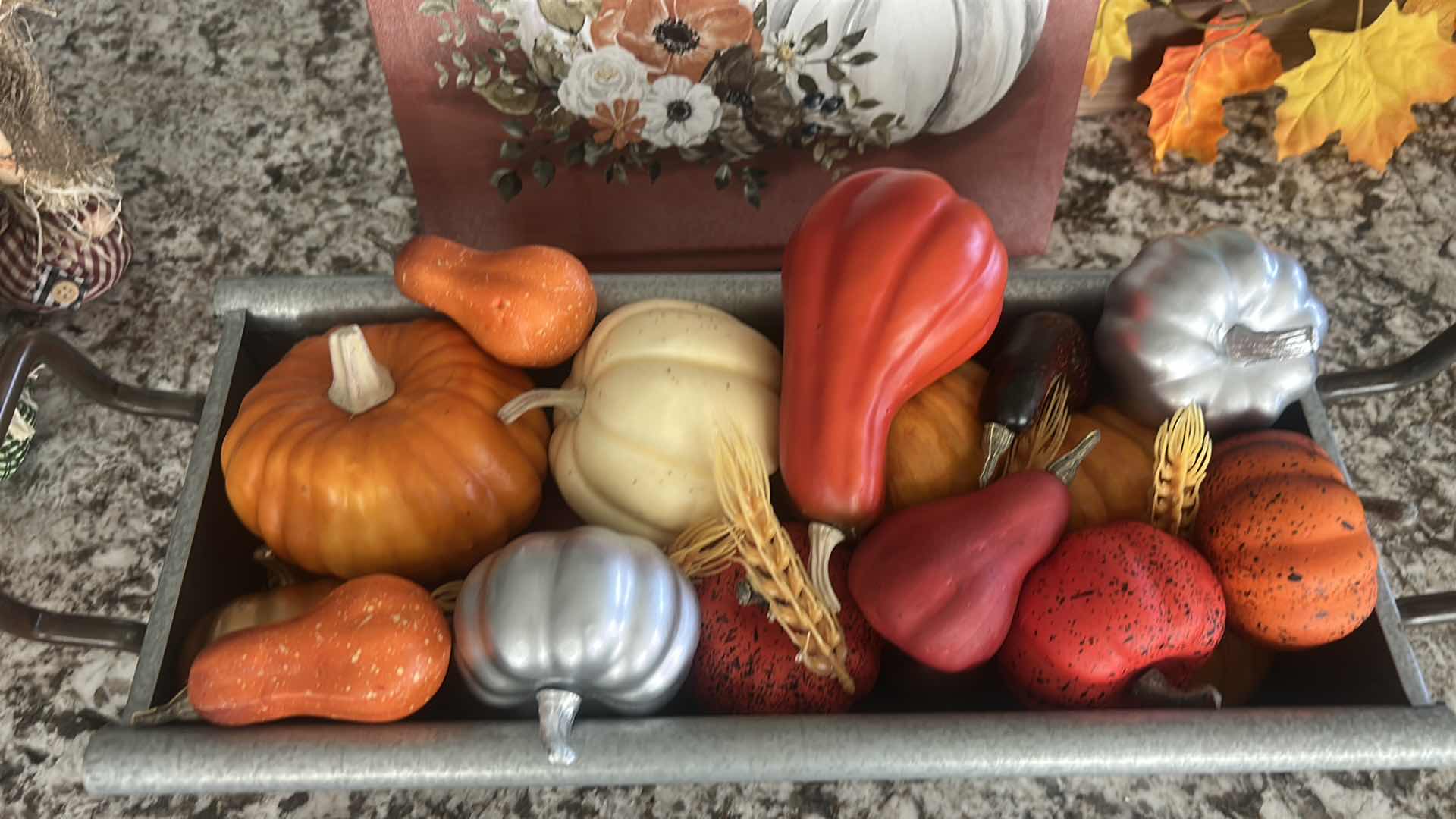 Photo 1 of FALL DECOR- TIN CONTAINER 19” x H5”