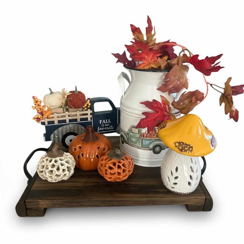 Photo 1 of FALL DECOR - WOOD TRAY  15 1/2 x 10 1/2, CERAMIC PUMPKINS AND MORE 15 1/2 x 10 1/2